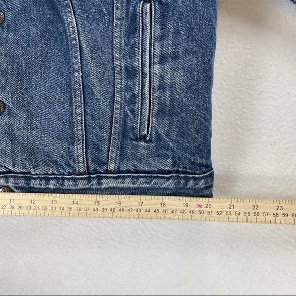 Vintage Levi’s Sherpa Lined Denim Trucker Jacket Orange Tab Size 44 USA Made - Picture 11 of 16